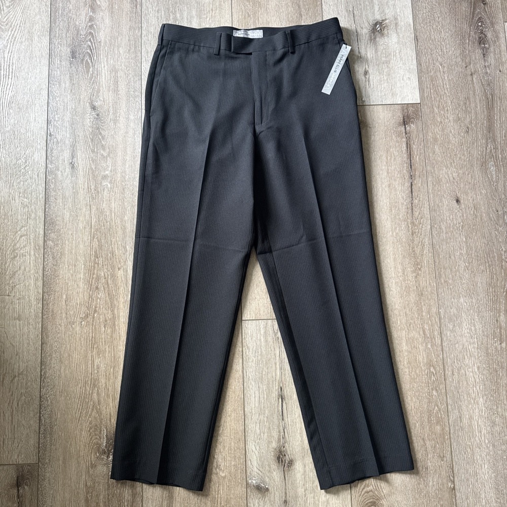 Perry‎ Ellis Mens Modern fit Dress Pants 34x30 Black Striped Dress Pants #814